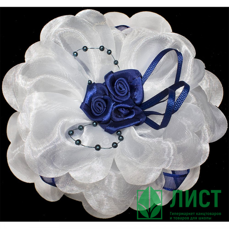 Бант для волос белый/синий  Arco Carino 13см арт.127