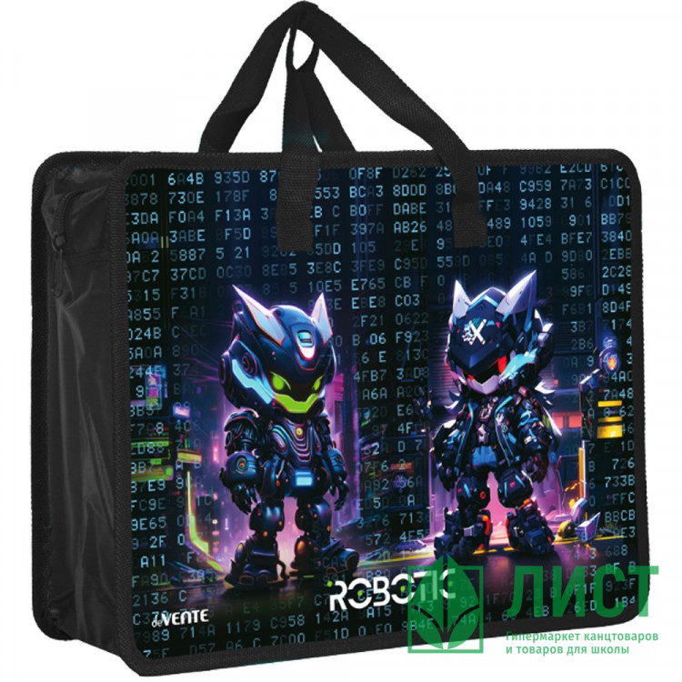 Сумка пластик А4 (deVENTE) на молнии ручка-тесьма Robotic 3D с расширением арт.8057552