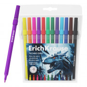 Фломастеры (ErichKrause) Techno Dino 12 цветов арт.65030