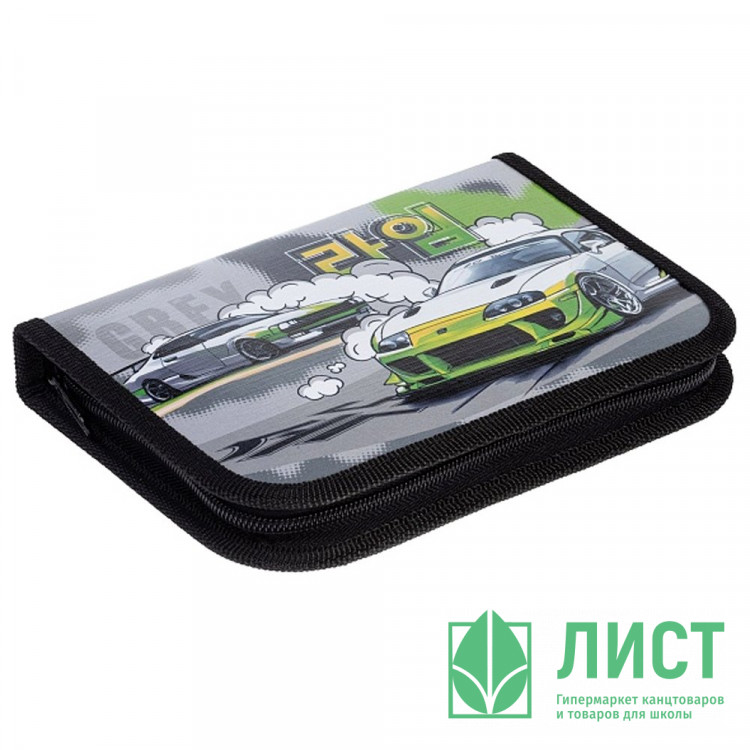 Пенал 1 отделение с откидной планкой (Hatber) Гоночные легенды 190х130мм глянцевое ламинированиес таблицей умножения арт.NPn_44064