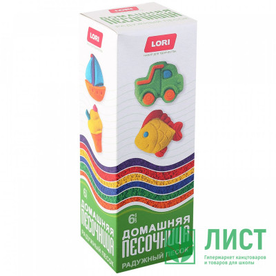 Поделка из песка Радужный песок 6 цветов по 80 грамм (LORI) арт.Пт-023 Поделка из песка Радужный песок 6 цветов по 80 грамм (LORI) арт.Пт-023
