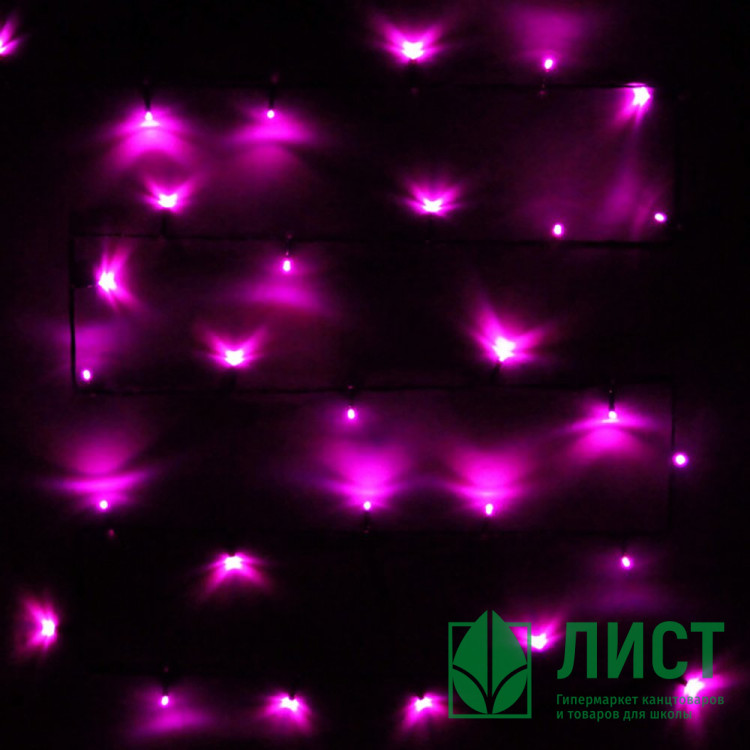Гирлянда электрическая для дома точечная 7,5м 80LED цвет розовый (зеленый провод) 8режимов арт.183-818