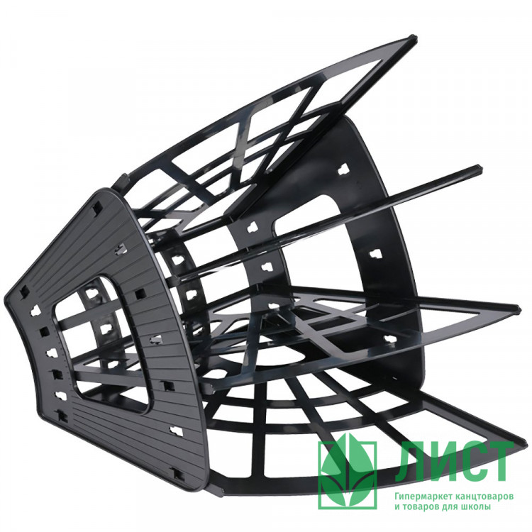 Лоток-веер для бумаг вертикально-горизонтальный  4 секции черный СТАММ арт.ЛТ412
