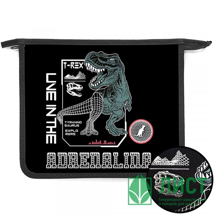 Папка школьная для тетрадей А5 на молнии Оникс Кибер дино арт.ПТ-73-12 дизайн с двух сторон