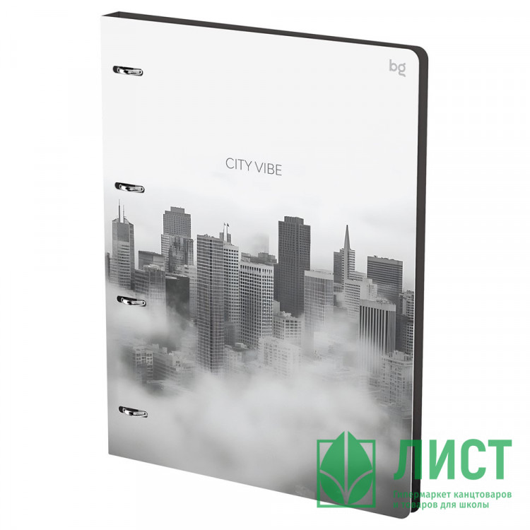 Тетрадь на кольцах А4 клетка 120 листов BG Город матовая ламинация арт.ТК4к120_лм 57843