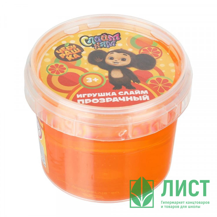 Игрушка Слайм (Слайм-Ням) Чебурашка прозрачный цветной 100 г арт.SM-CHB-140319