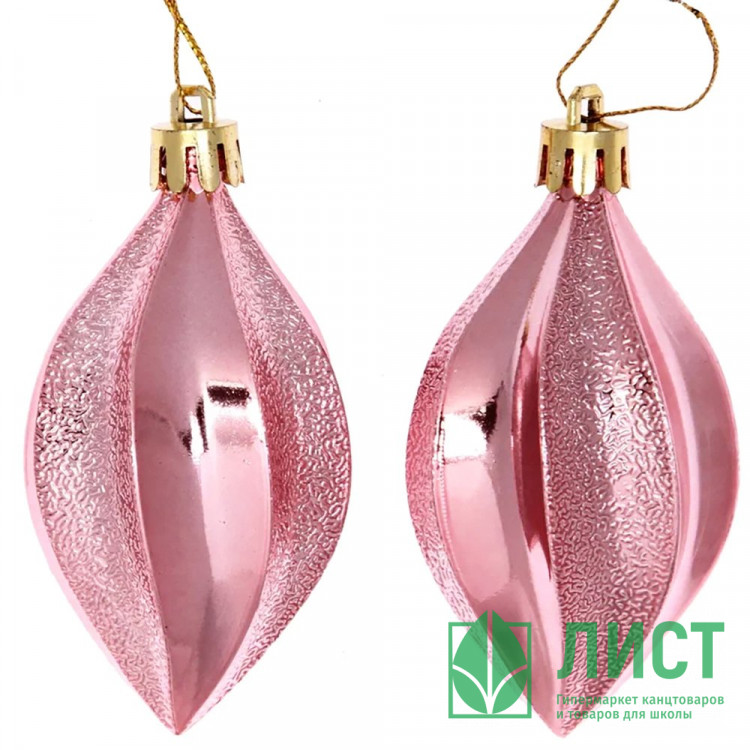 Украшение декор.подвеска пластик "Капля граненая. Очарование" 08см 02шт/наб. цв.розов. арт.916-902