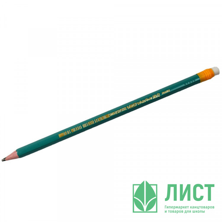 Карандаш чернографитный BIC с ластиком Evolution НВ пластиковый корпус с ластиком арт.655/880332