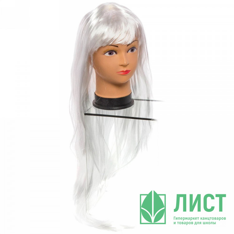 Парик карнавальный "Красотка" (длинные прямые локоны 90см) цв.белый, черный арт.772-040