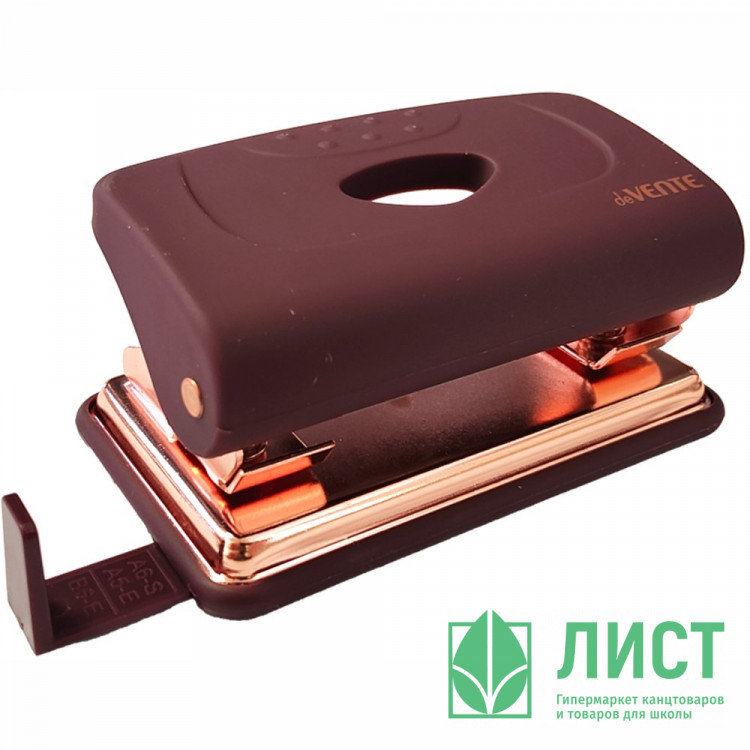 Дырокол (20л) deVENTE пластиковый с линейкой Esthetics бургунди арт.4020515
