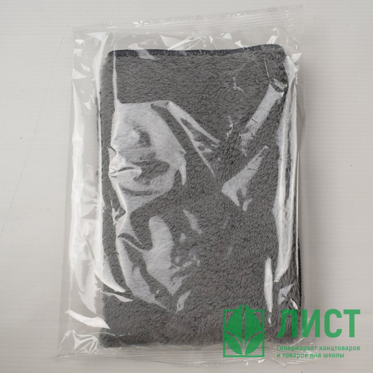 Салфетка универсальная микрофибра плюш 40*40 450г/м2 1шт/уп серая арт.55-9093