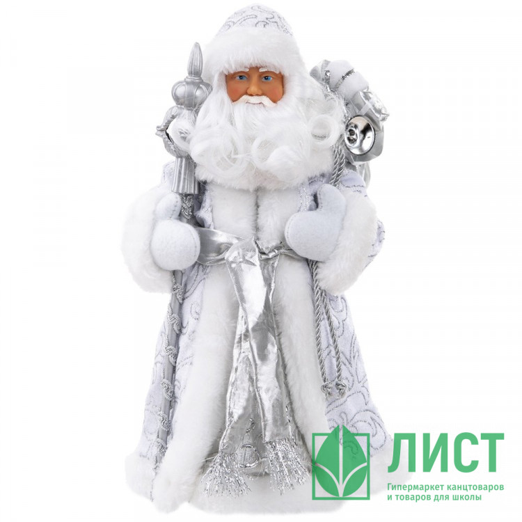 Игрушка декор. "Дед Мороз" 31,5см в серебрянной шубке арт.90704