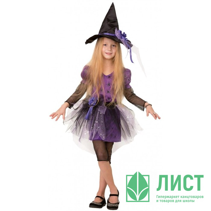 Костюм Д (ХЕЛЛОУИН) Ведьмочка1 (кофта,юбка,бриджи,шляпа) р.30/116-38/146 ткань арт.8075