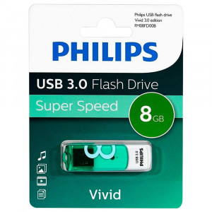 Флеш диск 8GB USB 3.0 PHILIPS VIVID, белый/зеленый