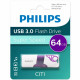 Флеш диск 64GB USB 3.0 PHILIPS CITI, белый/фиолетовый
