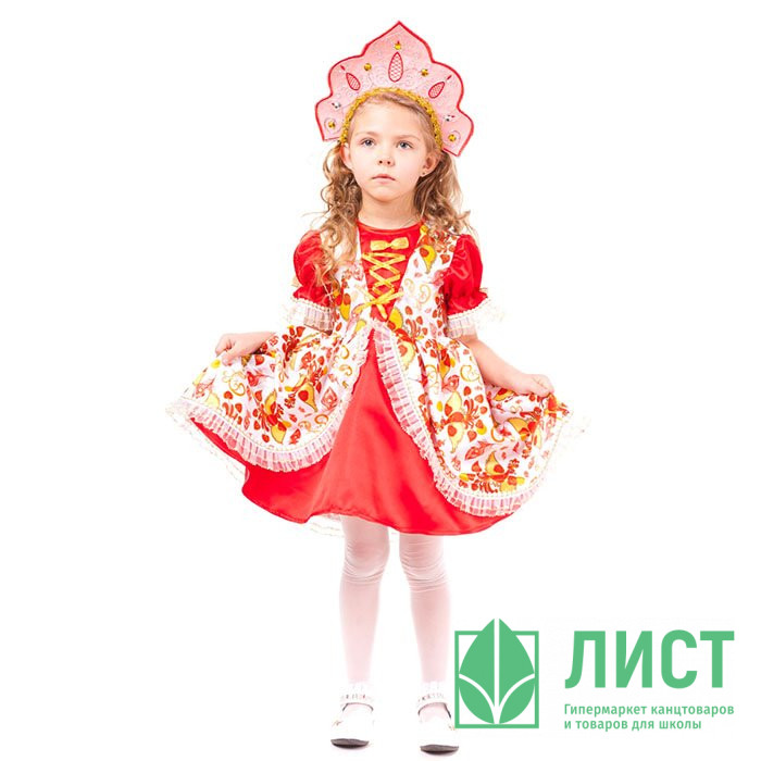 Костюм для девочки Царевна (платье,кокошник) р.28/110-36/140 ткань арт.1017 к-18
