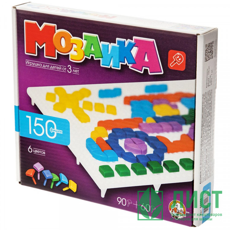 Игра МОЗАИКА 150 элементов + игровое поле, 6 цветов (ДК) арт 00966