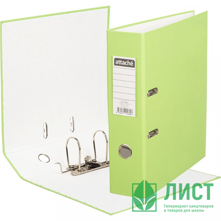 Папка-регистратор 80мм ПВХ с 1 сторонней обтяжкой, металлический уголок, лайм, собранная