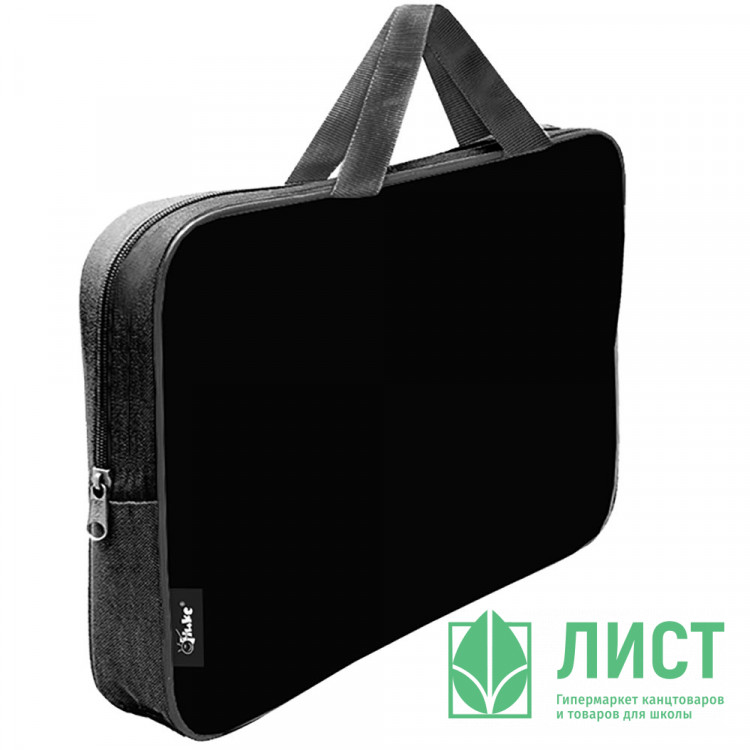 Папка А4 текстиль на молнии ручка-тесьма широкая боковинка Оникс Чёрный арт ПМД 4-01