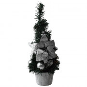 Композиция новогодняя настольная в горшочке "Зимняя нежность" 40см цв.серебро арт.107-6188
