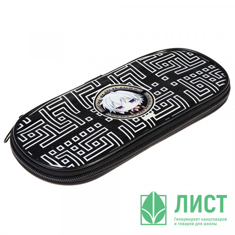 Пенал 1 отделение овальный (Hatber) Аниме бренд с карманом 220х90х25мм арт.NPk_77314