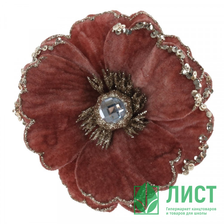 Украшение декор. на клипсе "Цветок. Магнолия" 10см цв.розовый арт.761547