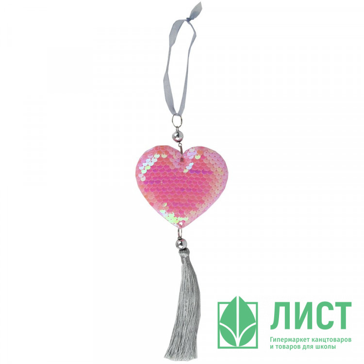 Украшение декоративное "Подвеска.Сердце" розовый 7,8x23см арт.91211