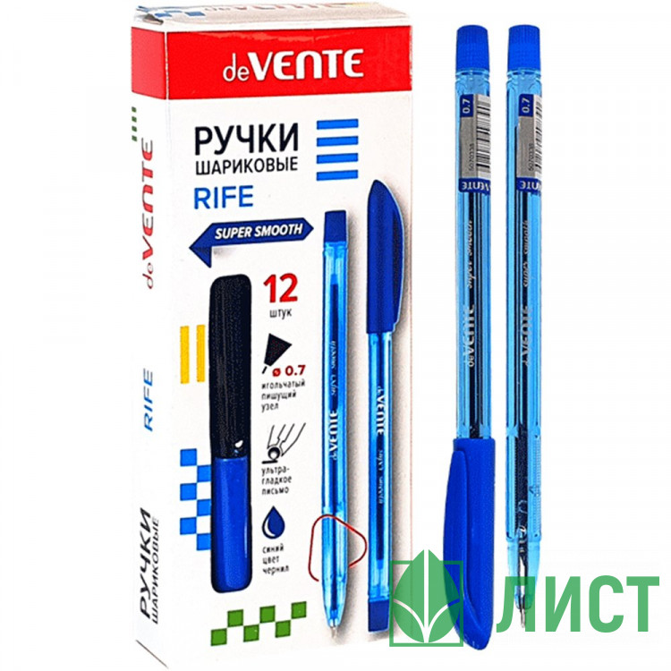 Ручка шариковая прозрачный корпус (deVENTE) синий, 0,7мм, игла, масло арт.5070338