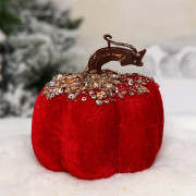 Игрушка декор. "Бархат Тыква блестящая" 10см цв.бордовый арт.183-0533