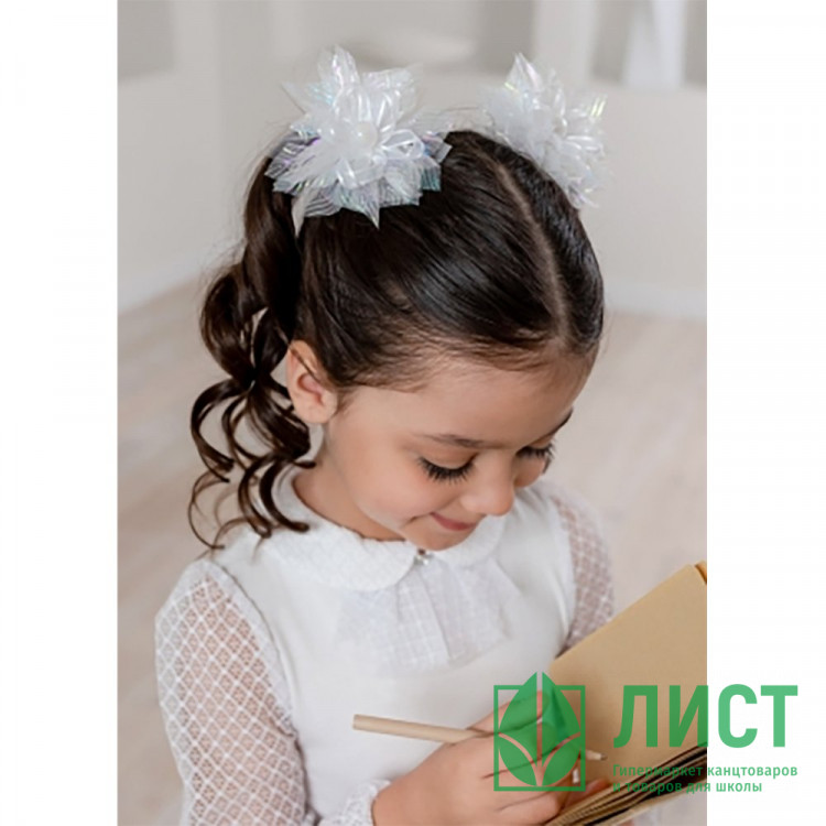 Бант для волос белый Сабия 9см