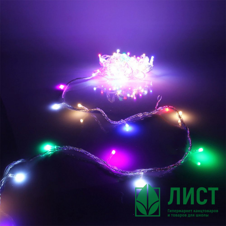 Гирлянда эл.д/дома точечная 09,5м 100LED "Bright light" (св.провод) цв.мульти 8реж. арт.725-0042