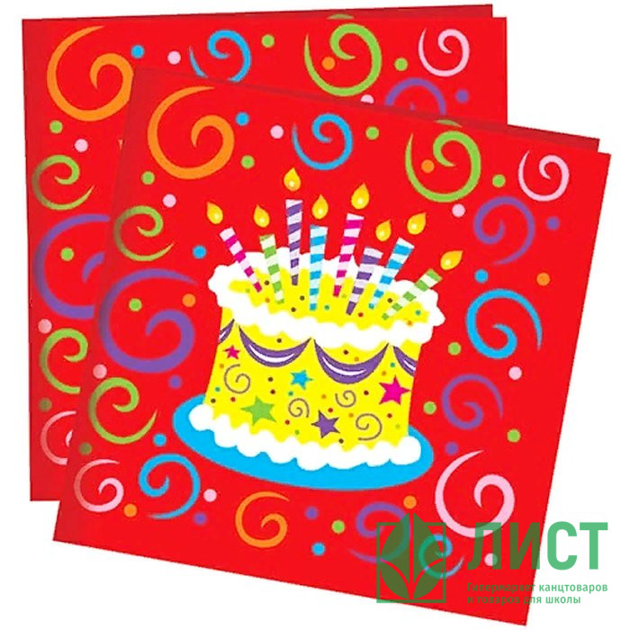 Салфетки "Торт яркий" 12шт/наб 33см*33см арт.6046316