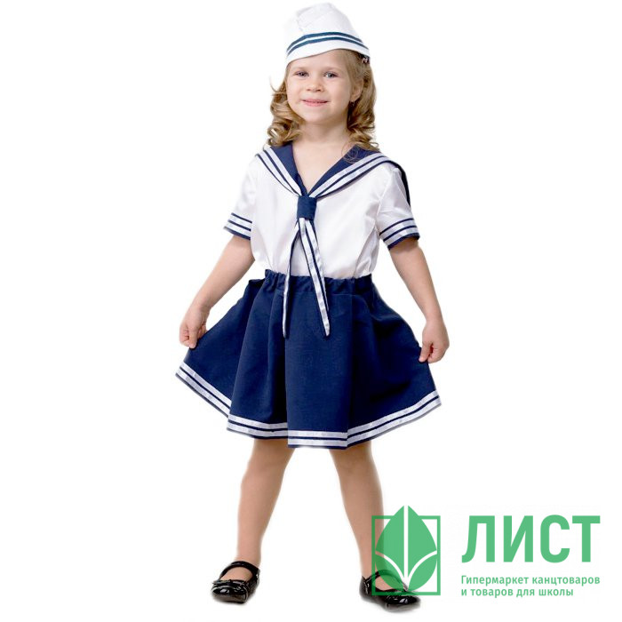 Костюм Д Морячка (блузка,юбка,головной убор) р.40 ткань арт.5704-152-80