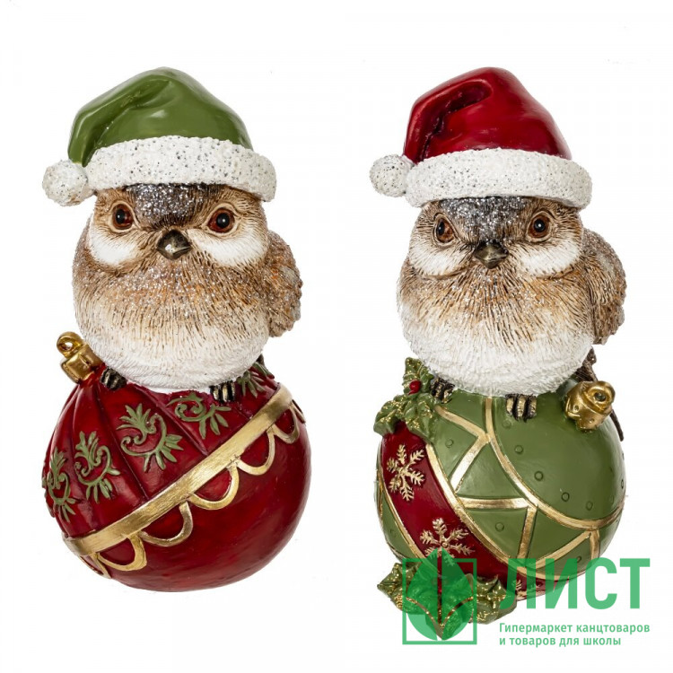 Статуэтка декоративная "Птичка на шаре" 15см 2 вида арт.824074