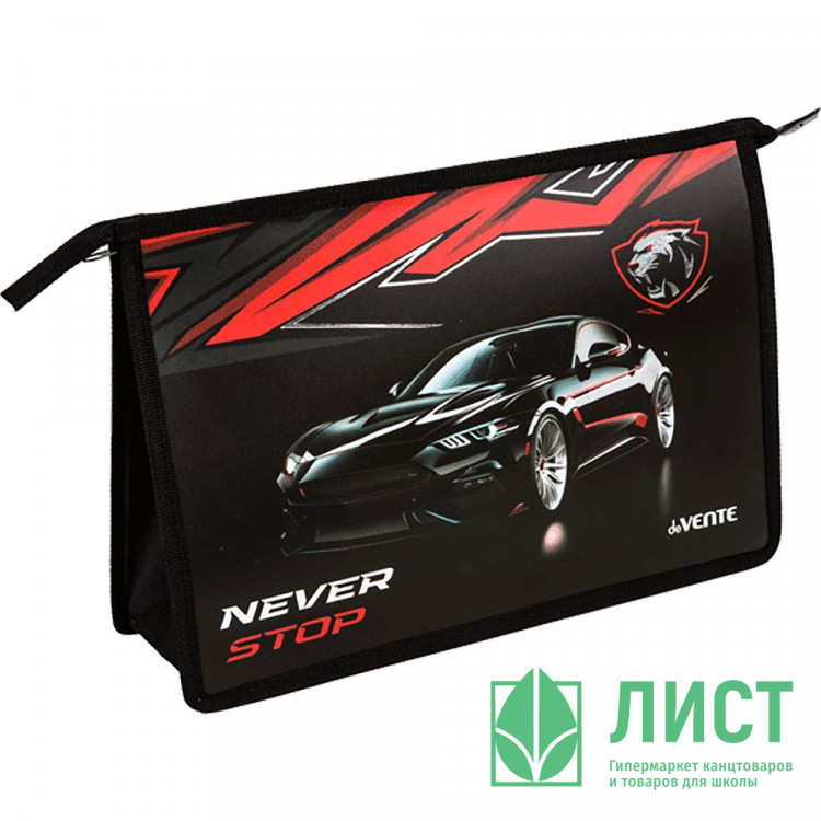 Папка школьная для тетрадей А4 на молнии deVENTE Никогда не останавливайся (Never Stop) тиснение фольгой арт.8056410