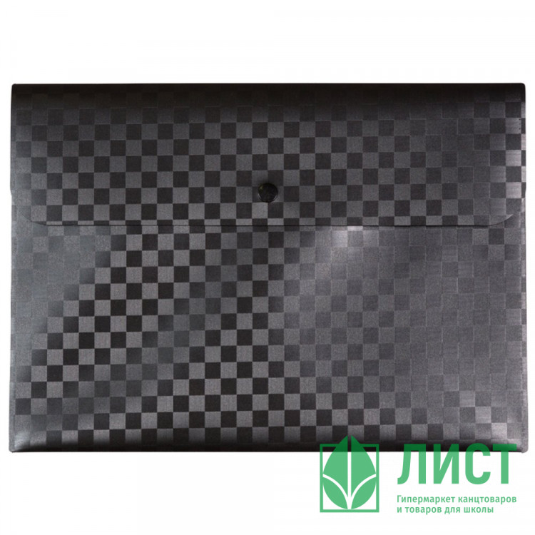 Папка-конверт на кнопке А4(230*320) 400мкм deVENTE Total Black, внеш. карман арт.3071348 (Ст.60)