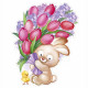 Плакат "Заяц и цыпленок с букетом" 34*26см арт.59,518,00
