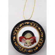 Украшение декор.подвеска "Медальон. Мышка с бантиком" 08см арт.80279