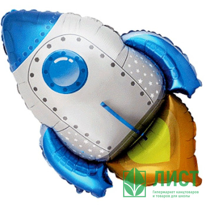 Шар фольгированный 76см Фигура Ракета голубая арт.2311891